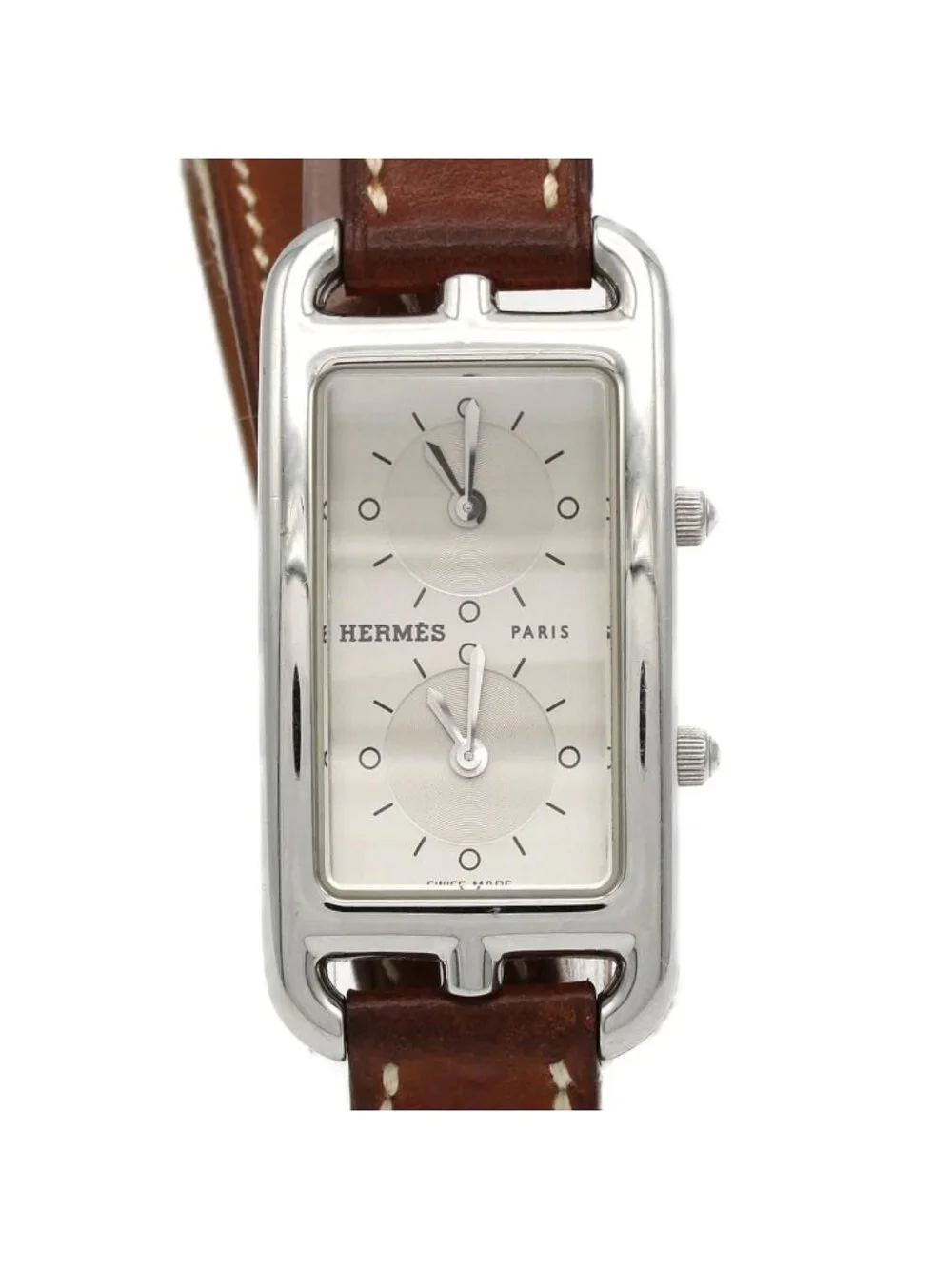 Hermes Cape Cod Deux Zone Double Tour SS Quartz Watch